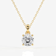 Portuguese Cut Moissanite Diamond Solitaire Four Prongs Sterling Silver Pendant
