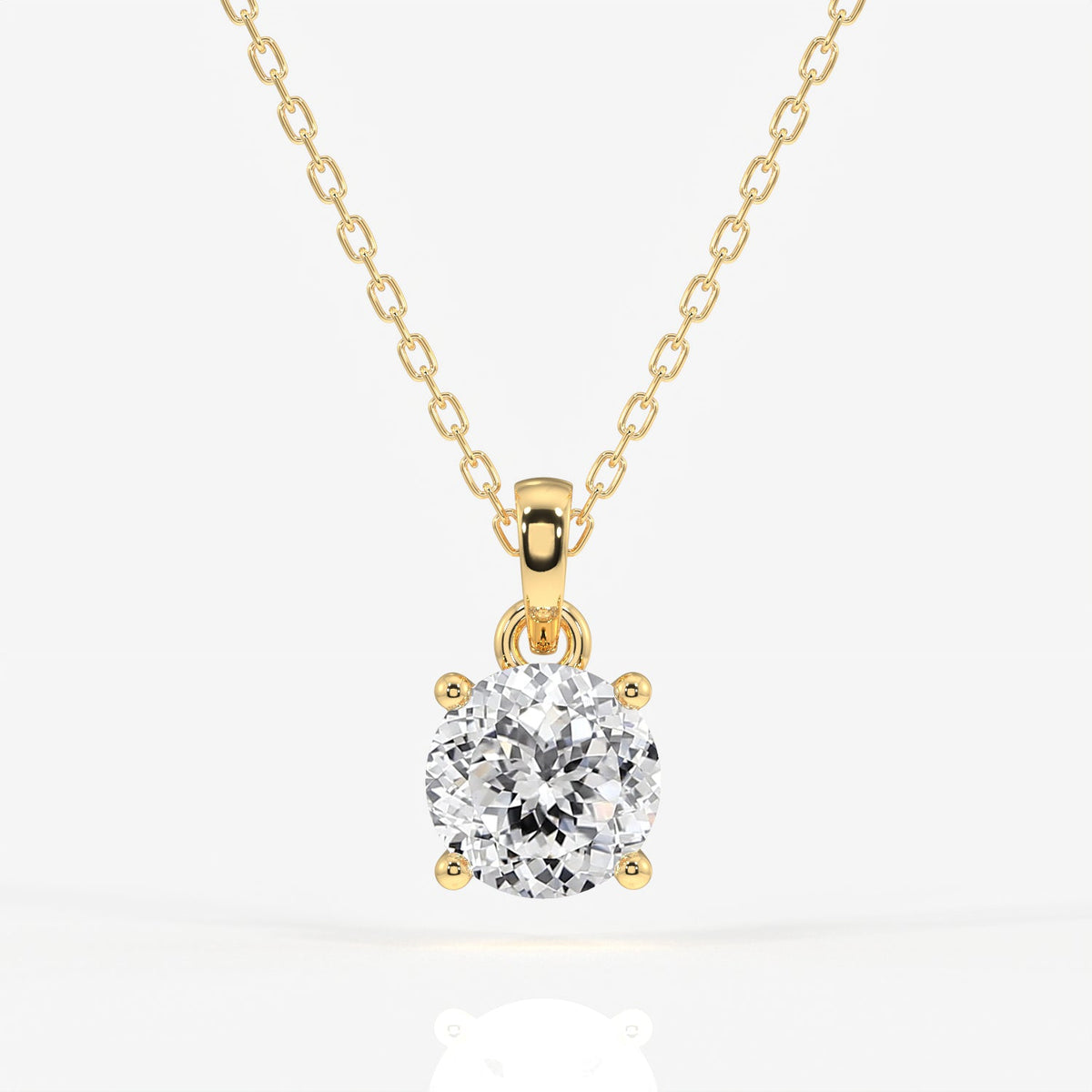 Portuguese Cut Moissanite Diamond Solitaire Four Prongs Sterling Silver Pendant