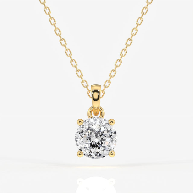 Portuguese Cut Moissanite Diamond Solitaire Four Prongs Sterling Silver Pendant