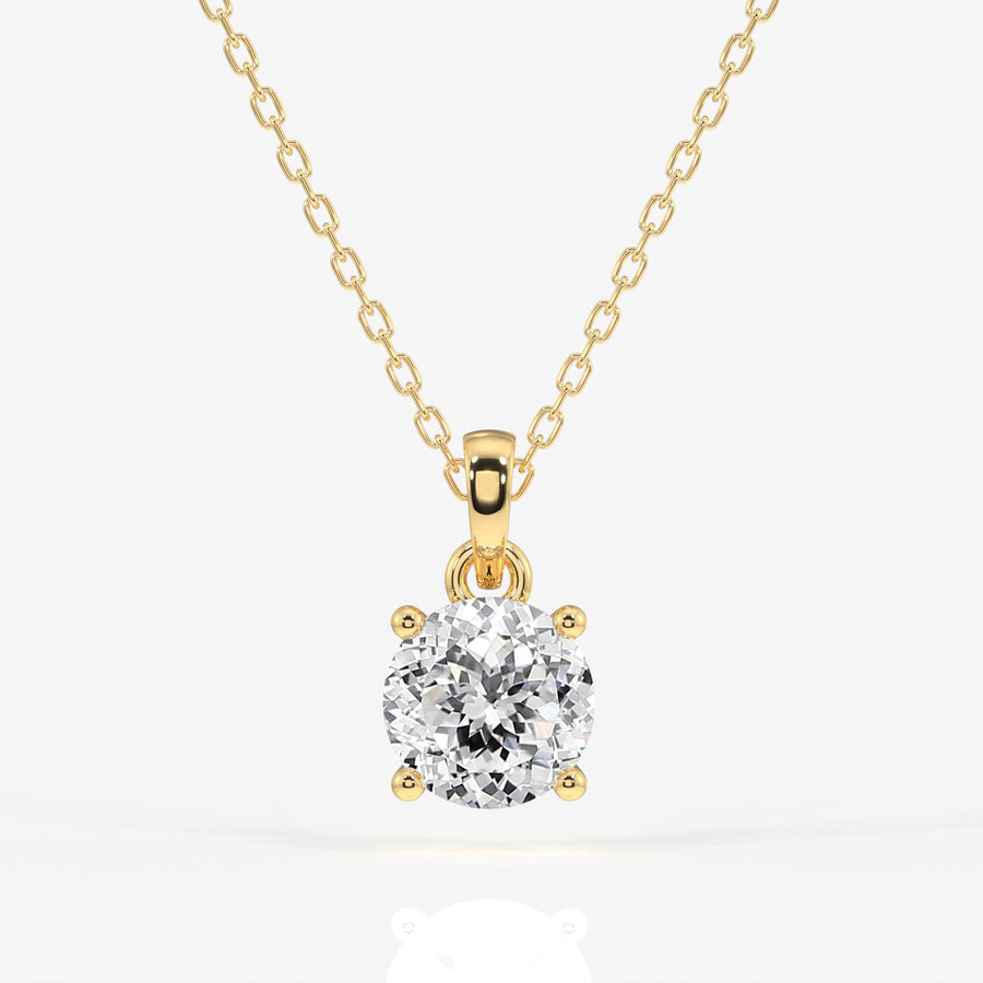 Portuguese Cut Moissanite Diamond Solitaire Four Prongs Sterling Silver Pendant