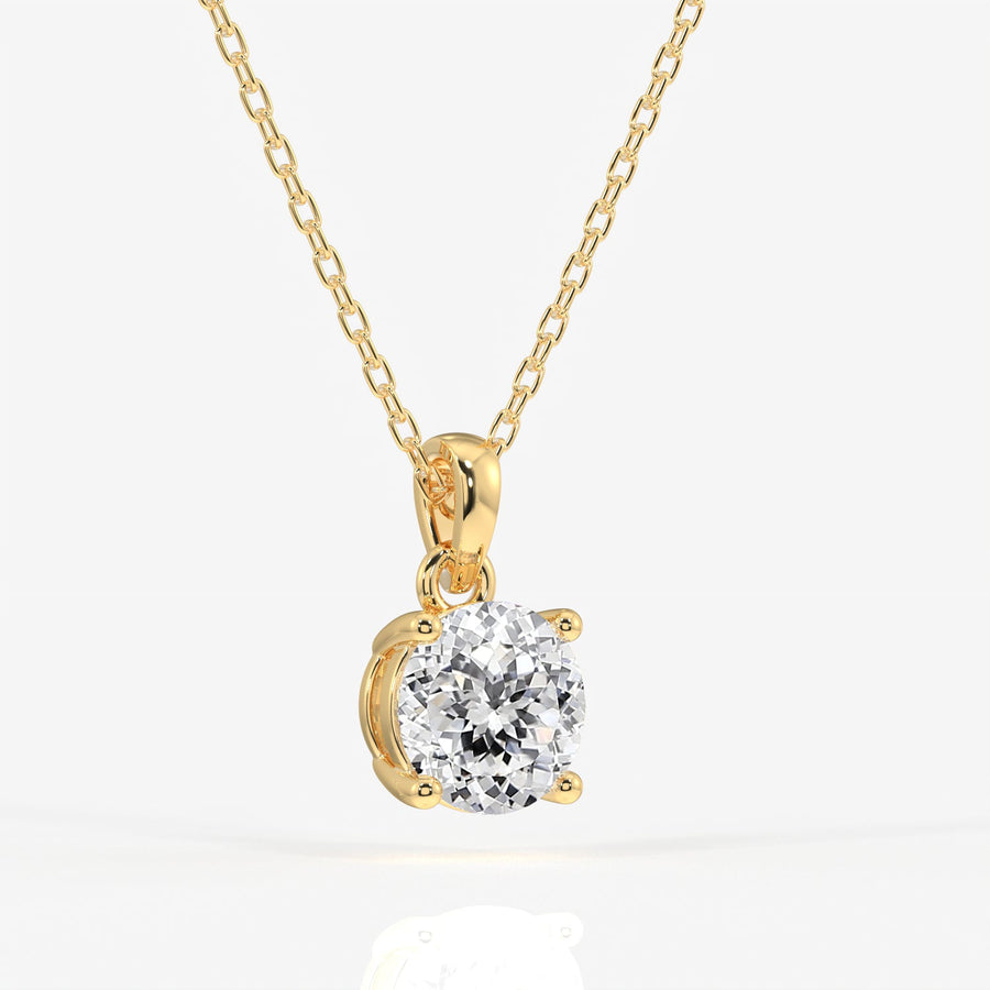 Portuguese Cut Moissanite Diamond Solitaire Four Prongs Sterling Silver Pendant