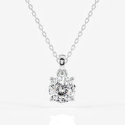 Portuguese Cut Moissanite Diamond Solitaire Four Prongs Sterling Silver Pendant