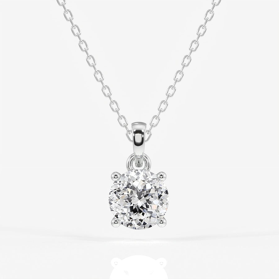 Portuguese Cut Moissanite Diamond Solitaire Four Prongs Sterling Silver Pendant