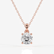 Portuguese Cut Moissanite Diamond Solitaire Four Prongs Sterling Silver Pendant