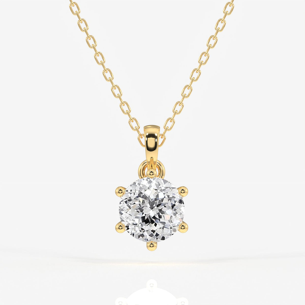 Portuguese Cut Moissanite Diamond Six Prong Sterling Silver Pendant
