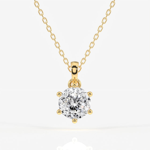 Portuguese Cut Moissanite Diamond Six Prong Sterling Silver Pendant