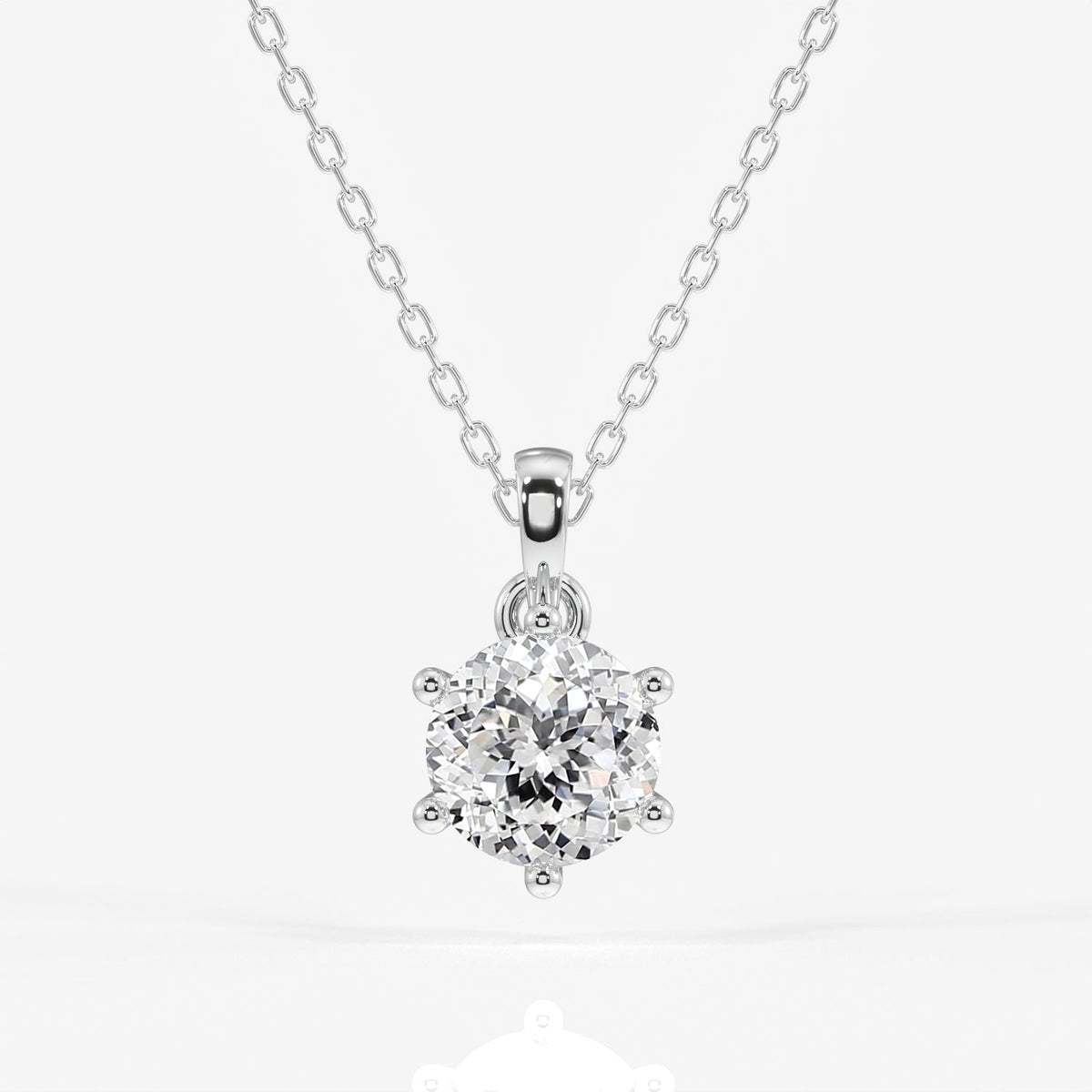 Portuguese Cut Moissanite Diamond Six Prong Sterling Silver Pendant