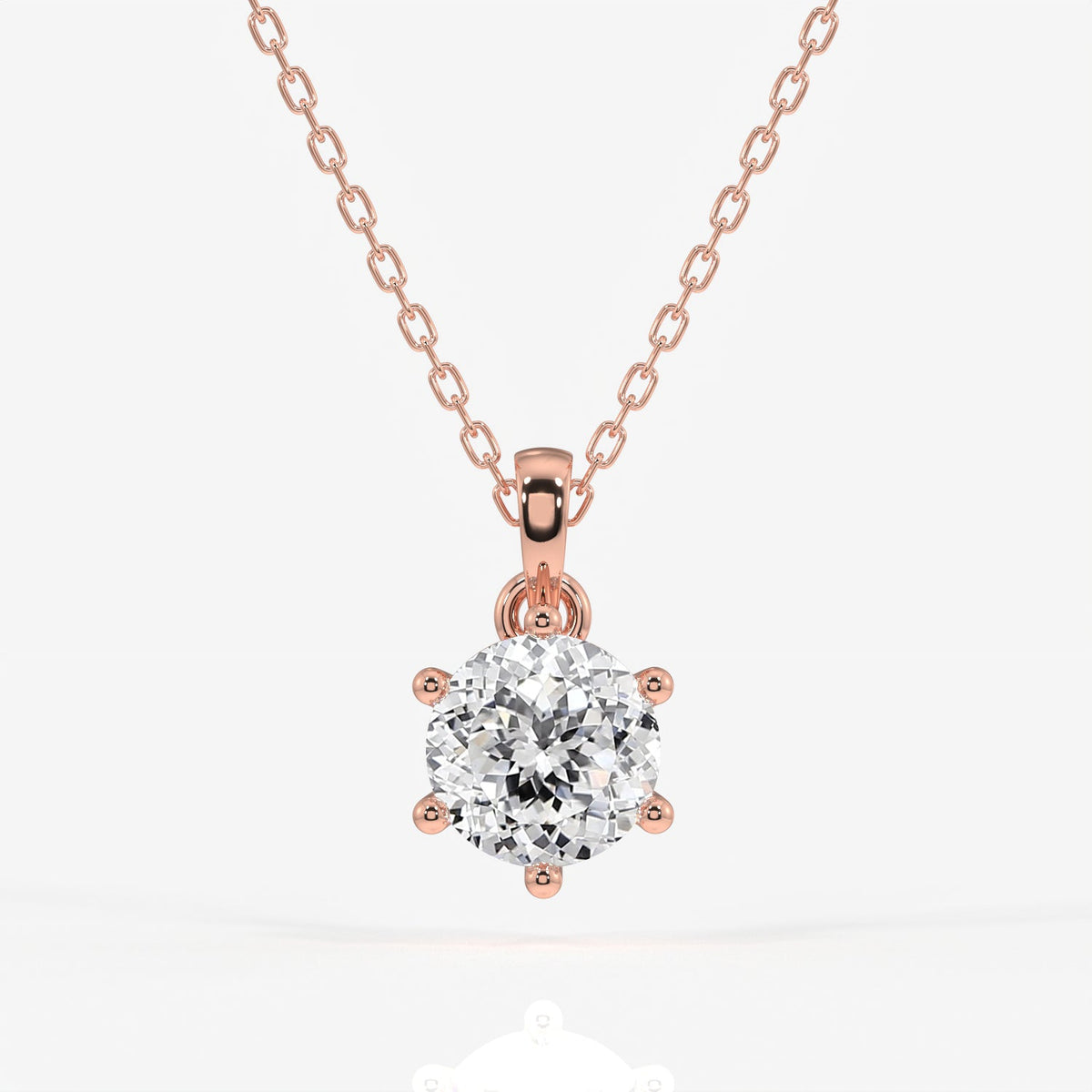 Portuguese Cut Moissanite Diamond Six Prong Sterling Silver Pendant