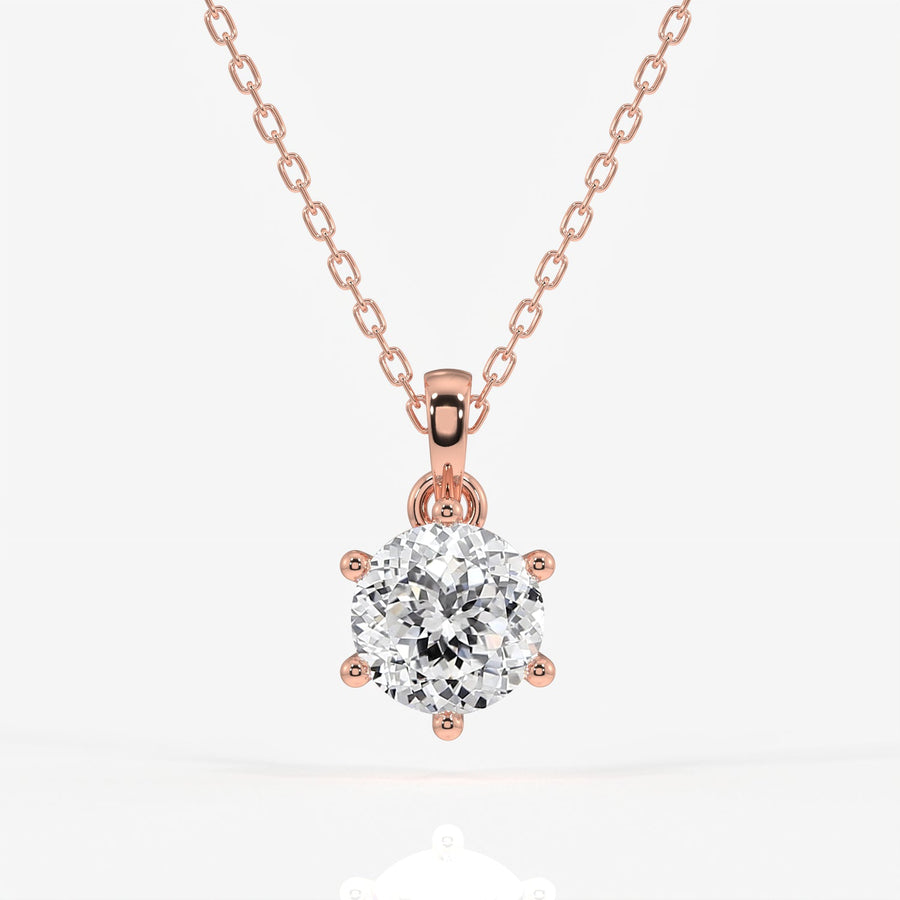 Portuguese Cut Moissanite Diamond Six Prong Sterling Silver Pendant