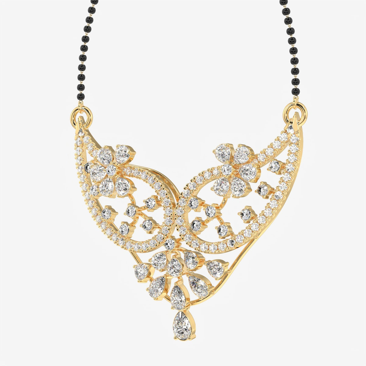Round & Pear Cut Moissanite Diamond Women's Sterling Silver Mangalsutra