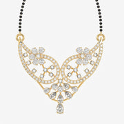Round & Pear Cut Moissanite Diamond Women's Sterling Silver Mangalsutra