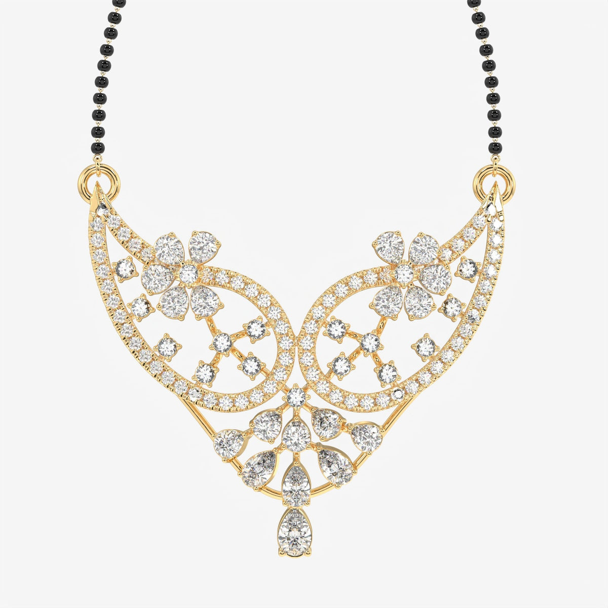 Round & Pear Cut Moissanite Diamond Women's Sterling Silver Mangalsutra