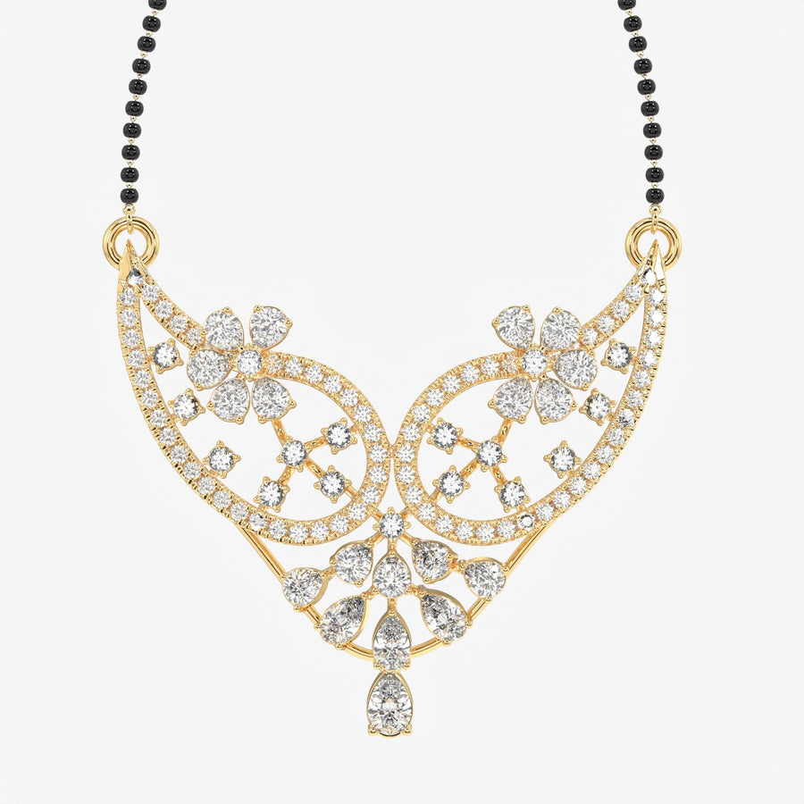 Round & Pear Cut Moissanite Diamond Women's Sterling Silver Mangalsutra