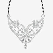 Round & Pear Cut Moissanite Diamond Women's Sterling Silver Mangalsutra