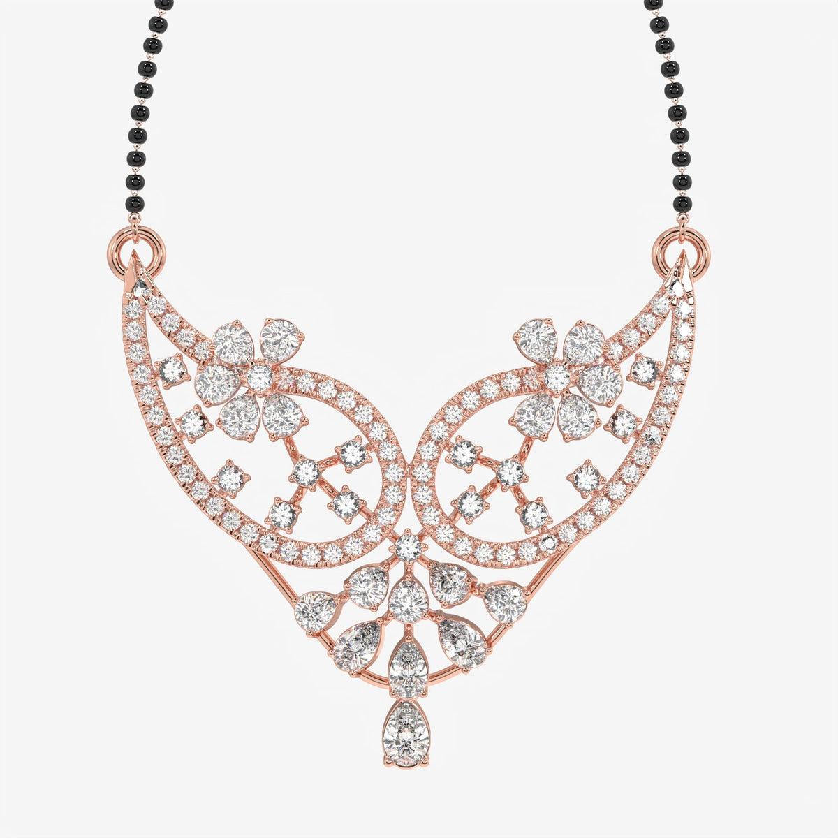 Round & Pear Cut Moissanite Diamond Women's Sterling Silver Mangalsutra