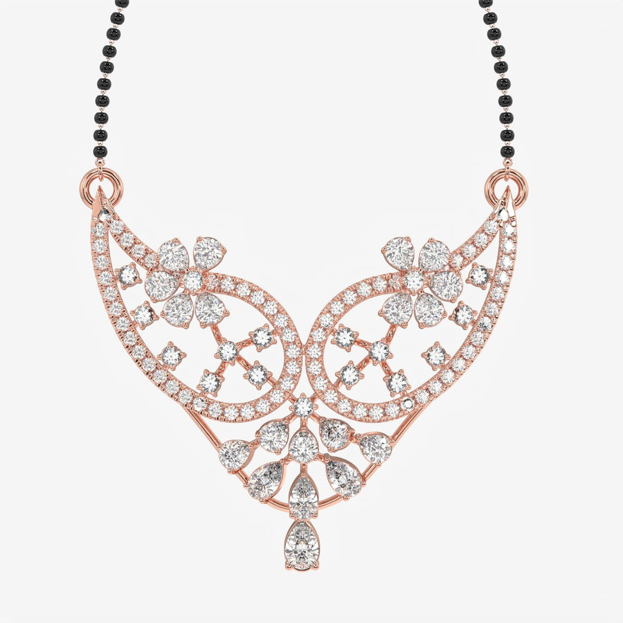 Round & Pear Cut Moissanite Diamond Women's Sterling Silver Mangalsutra