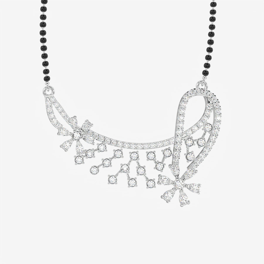 Round Cut Moissanite Diamond Women's Sterling Silver Mangalsutra