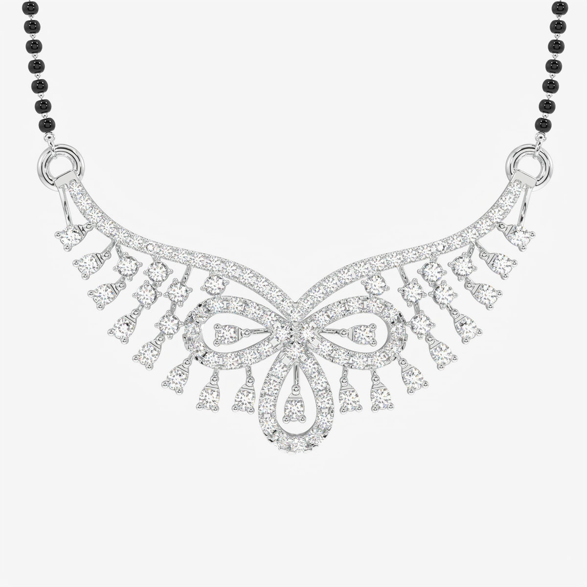 Round Cut Moissanite Diamond Women's Sterling Silver Mangalsutra
