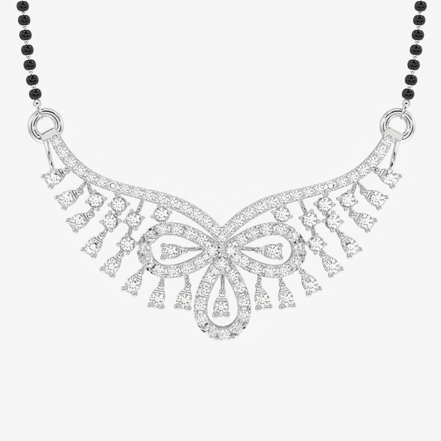 Round Cut Moissanite Diamond Women's Sterling Silver Mangalsutra