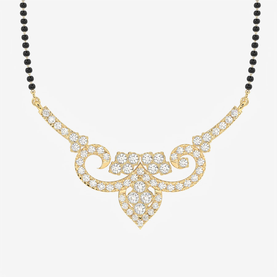 Round Cut Moissanite Diamond Women's Sterling Silver Mangalsutra
