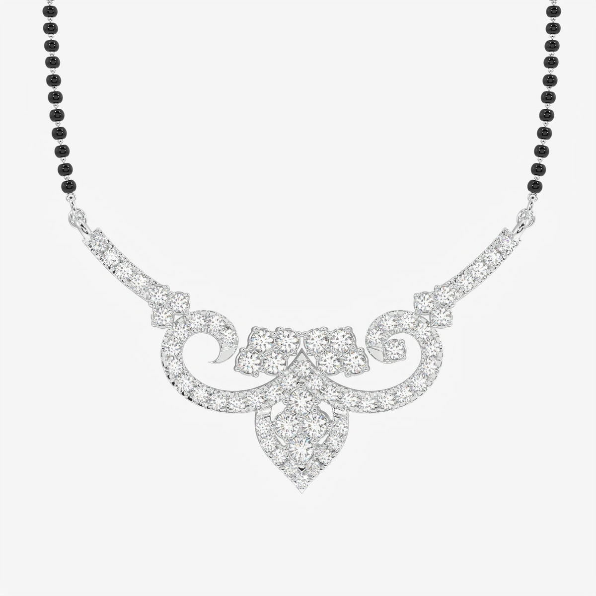 Round Cut Moissanite Diamond Women's Sterling Silver Mangalsutra