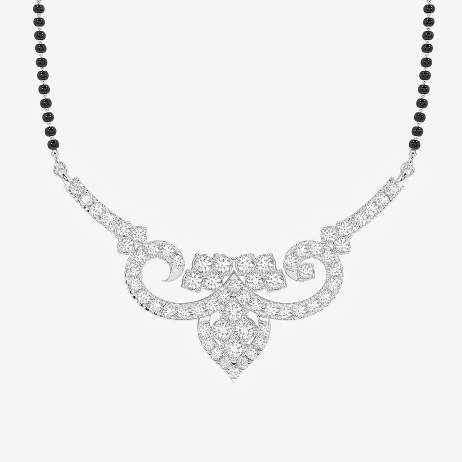 Round Cut Moissanite Diamond Women's Sterling Silver Mangalsutra