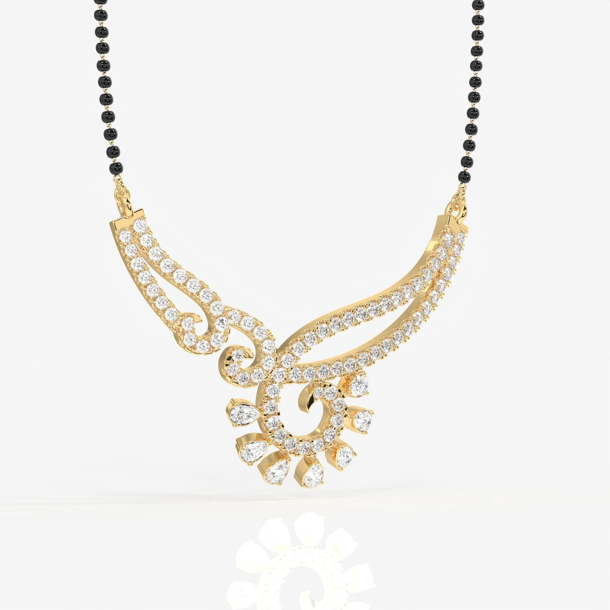 Round and Pear Cut Moissanite Diamond Women's Sterling Silver Mangalsutra