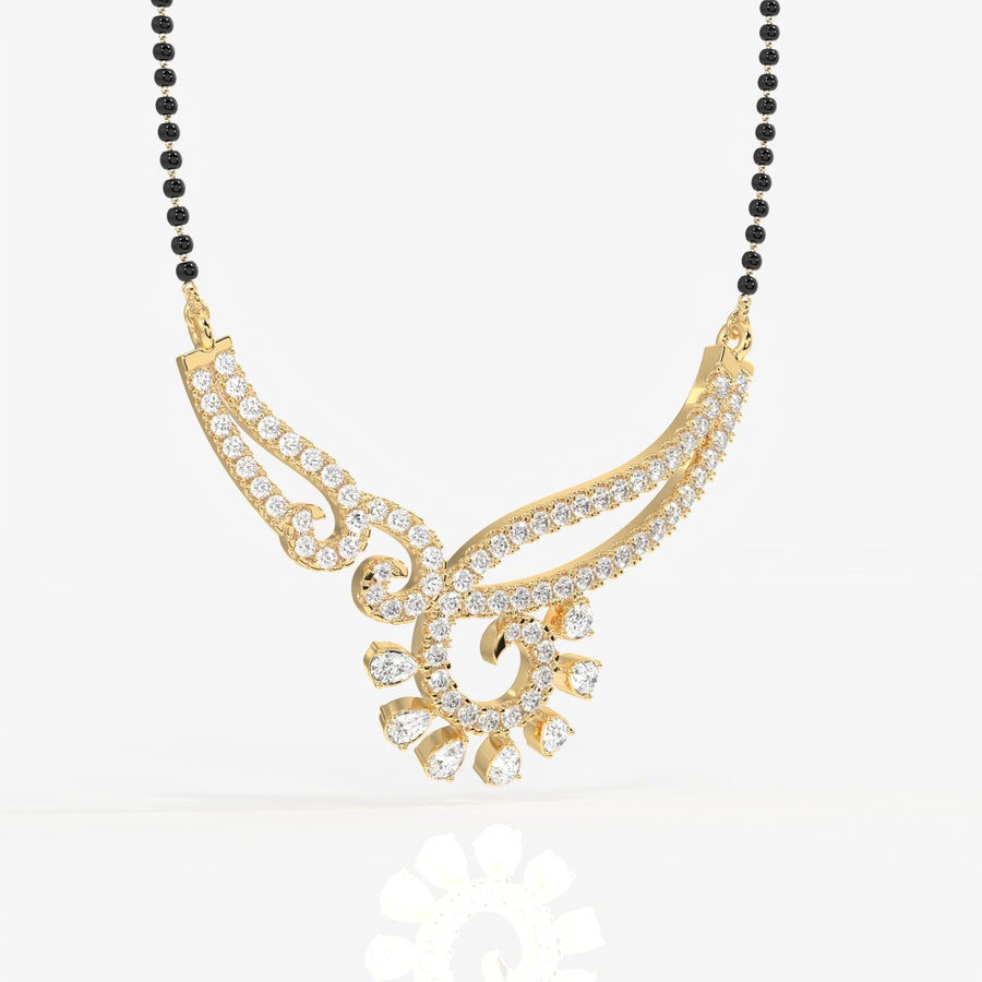 Round and Pear Cut Moissanite Diamond Women's Sterling Silver Mangalsutra