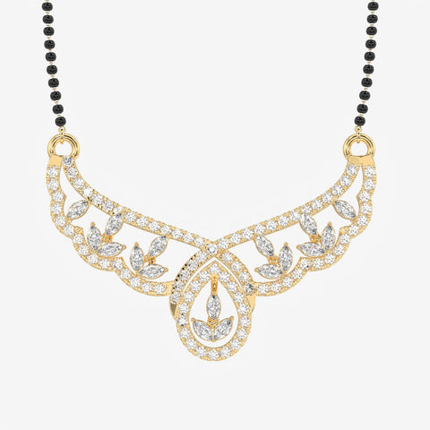 Round and Marquise Cut Moissanite Diamond Women's Sterling Silver Mangalsutra