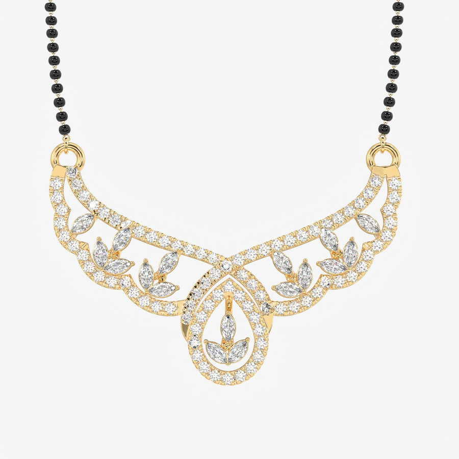 Round and Marquise Cut Moissanite Diamond Women's Sterling Silver Mangalsutra