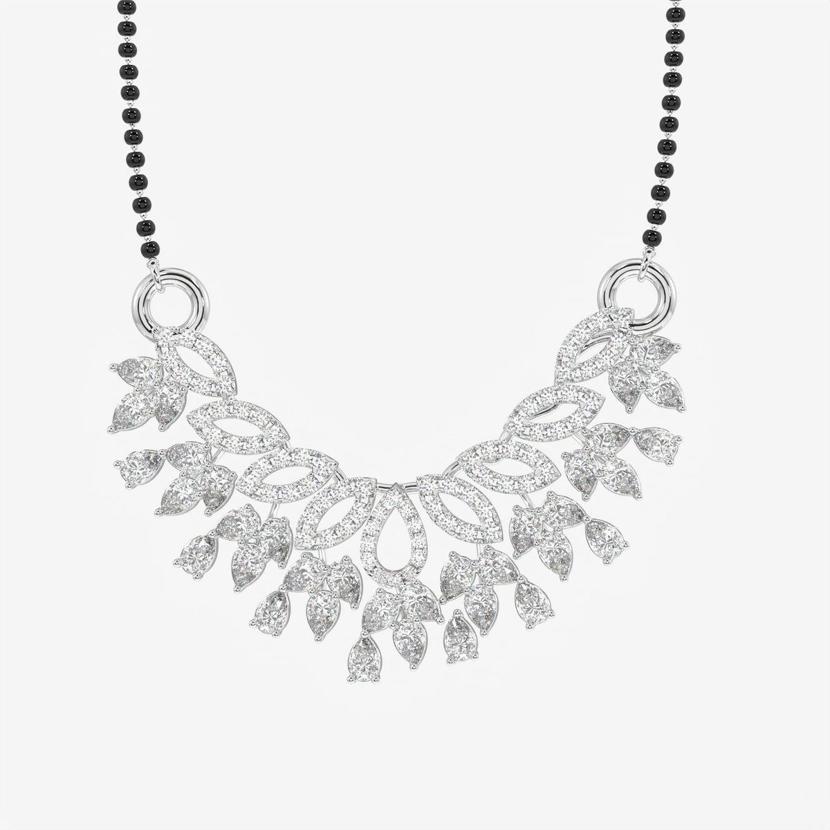 Round & Pear Cut Moissanite Diamond Women's Sterling Silver Mangalsutra
