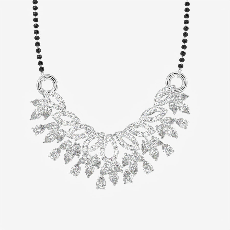 Round & Pear Cut Moissanite Diamond Women's Sterling Silver Mangalsutra