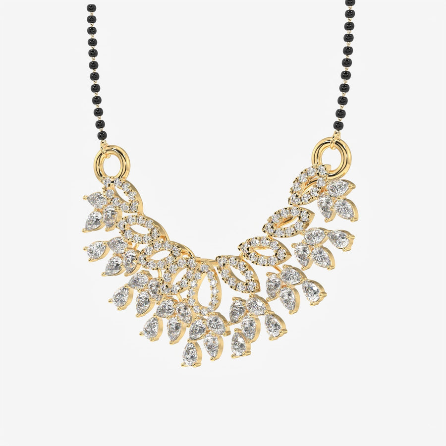 Round & Pear Cut Moissanite Diamond Women's Sterling Silver Mangalsutra