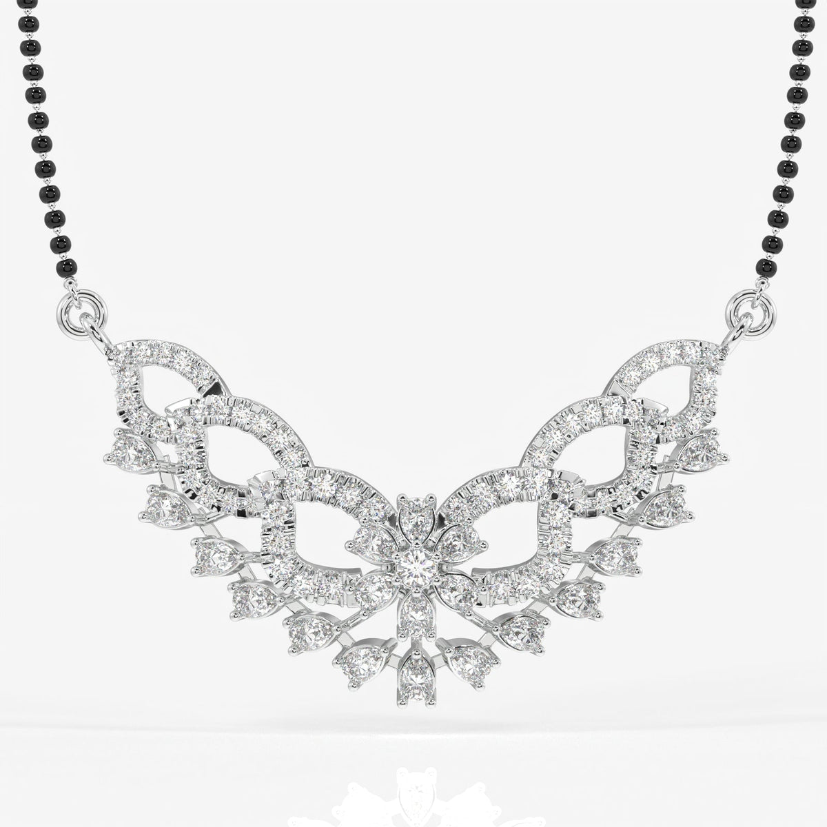Round & Pear Cut Moissanite Diamond Women's Sterling Silver Mangalsutra