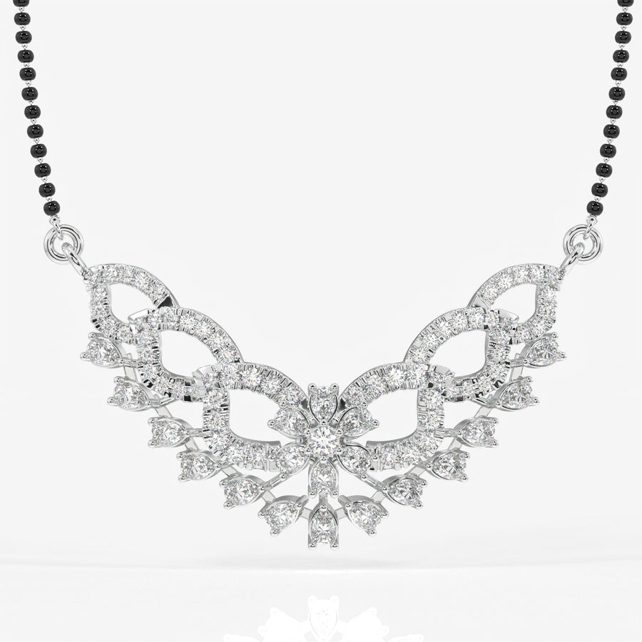 Round & Pear Cut Moissanite Diamond Women's Sterling Silver Mangalsutra