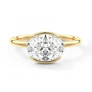 Oval Cut Moissanite Diamond East-West Sterling Silver Ring