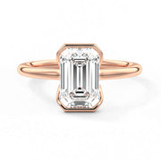 Emerald Cut Moissanite Diamond Solitaire Sterling Silver Ring