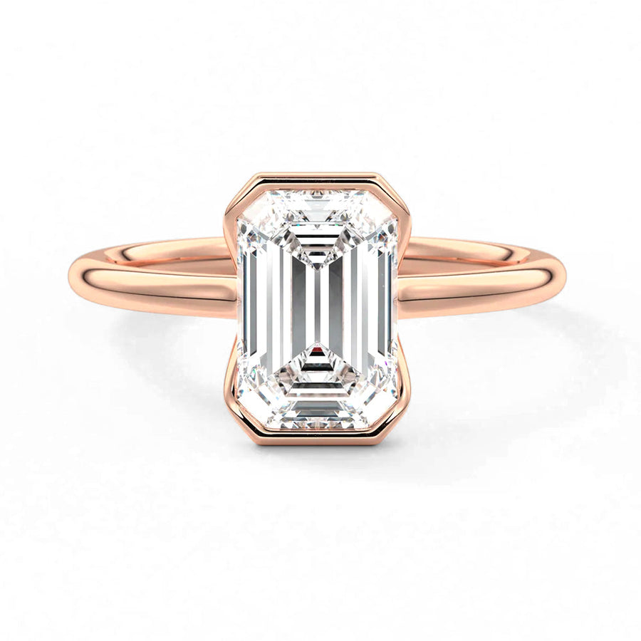 Emerald Cut Moissanite Diamond Solitaire Sterling Silver Ring