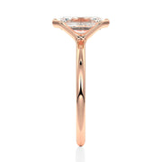 Emerald Cut Moissanite Diamond Solitaire Sterling Silver Ring