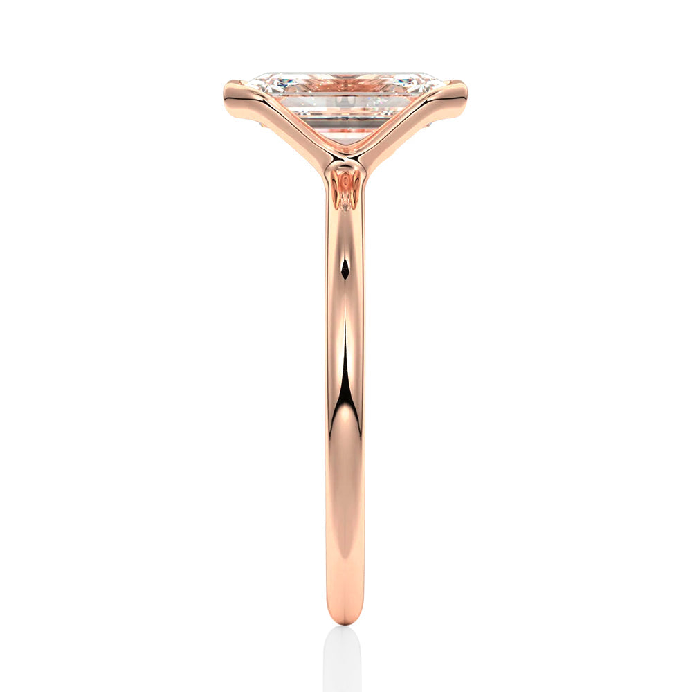 Emerald Cut Moissanite Diamond Solitaire Sterling Silver Ring