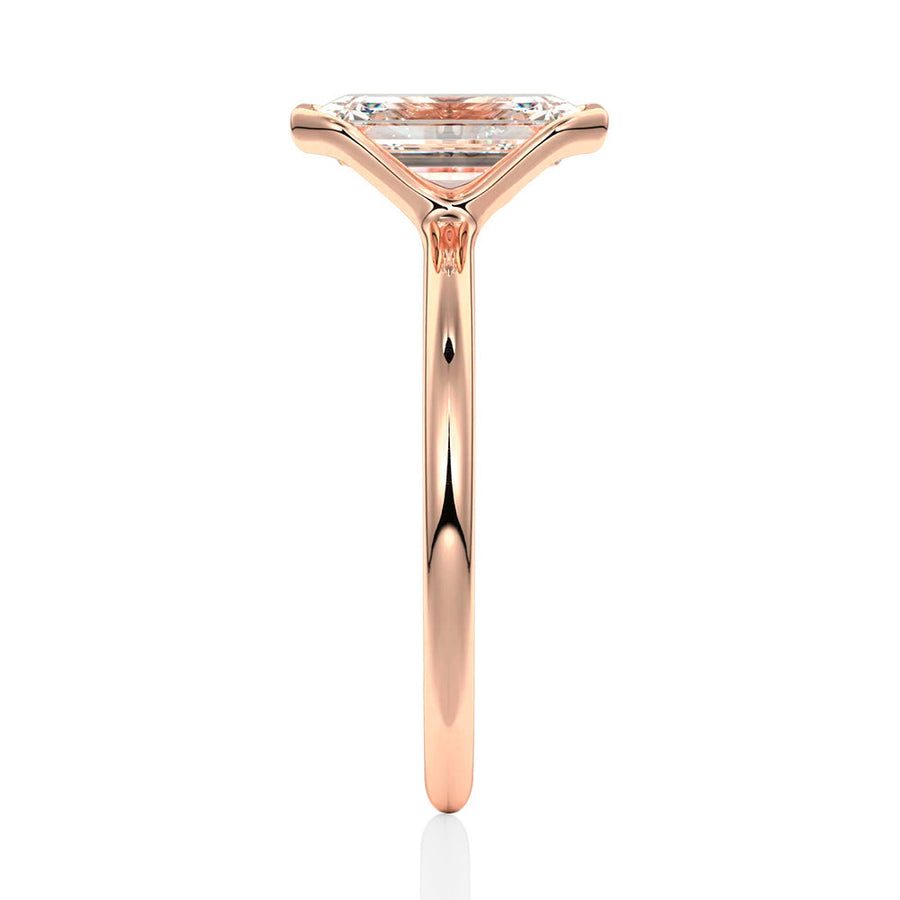 Emerald Cut Moissanite Diamond Solitaire Sterling Silver Ring