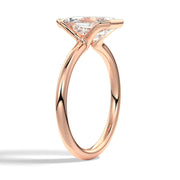 Emerald Cut Moissanite Diamond Solitaire Sterling Silver Ring