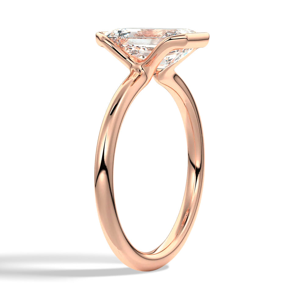 Emerald Cut Moissanite Diamond Solitaire Sterling Silver Ring
