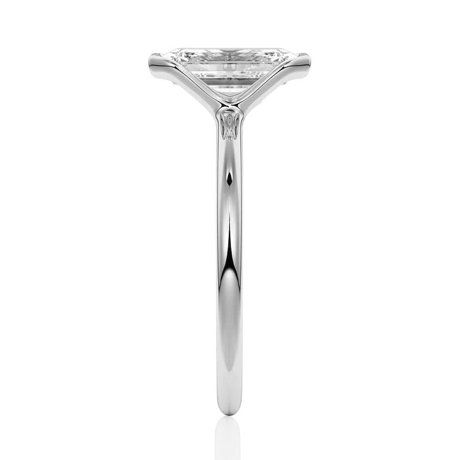 Emerald Cut Moissanite Diamond Solitaire Sterling Silver Ring