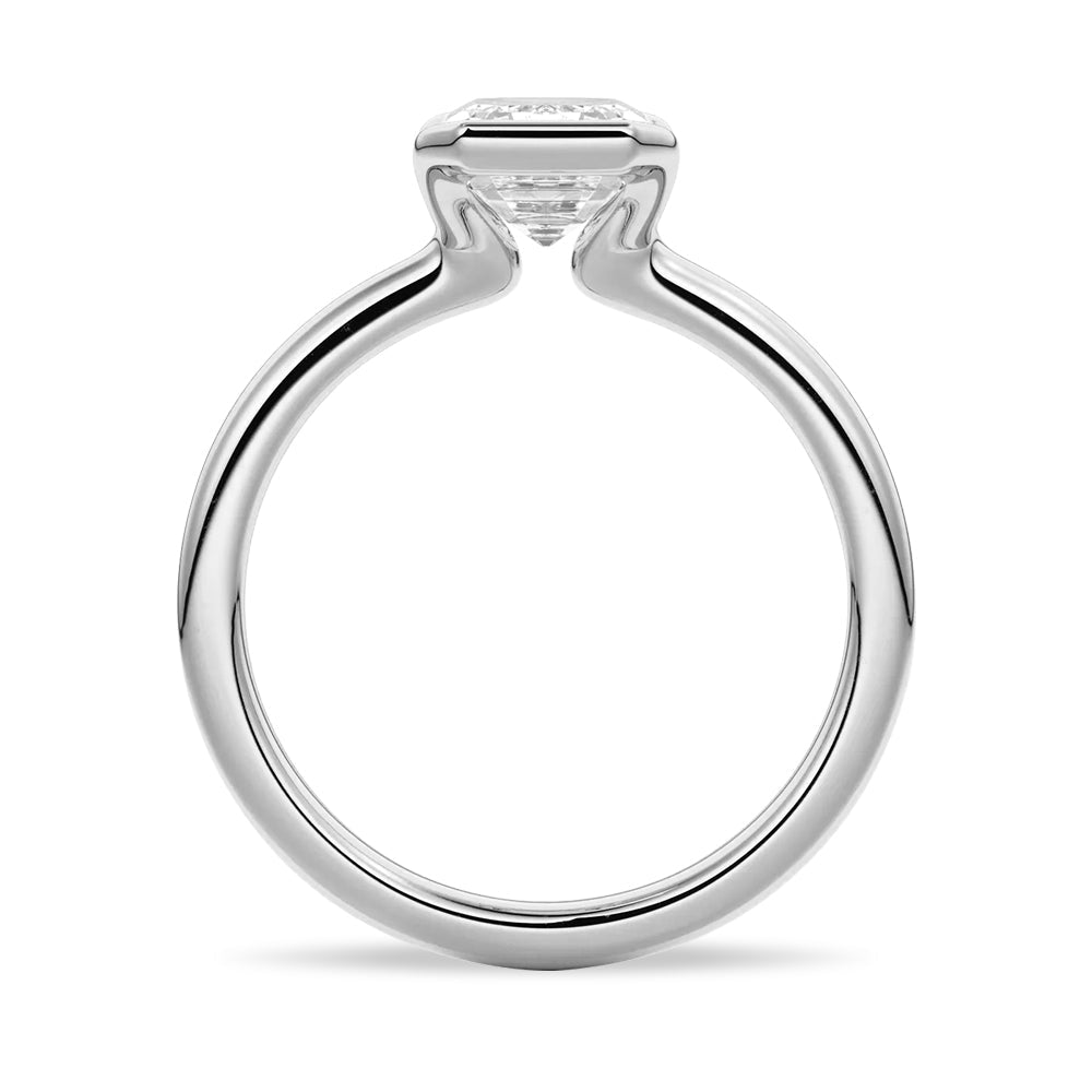 Emerald Cut Moissanite Diamond Solitaire Sterling Silver Ring