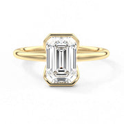 Emerald Cut Moissanite Diamond Solitaire Sterling Silver Ring