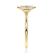 Emerald Cut Moissanite Diamond Solitaire Sterling Silver Ring