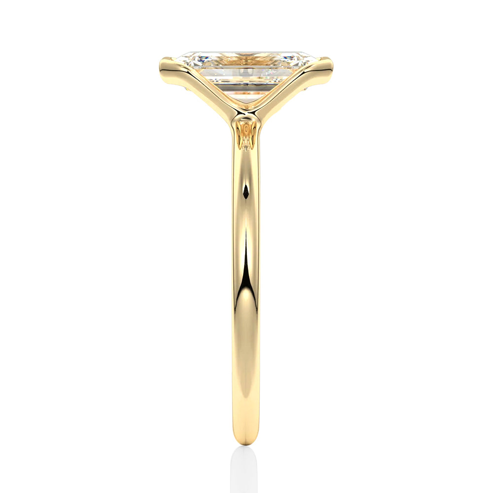 Emerald Cut Moissanite Diamond Solitaire Sterling Silver Ring