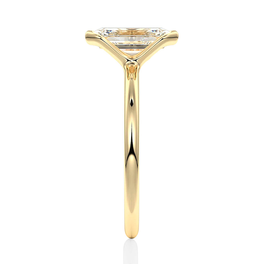 Emerald Cut Moissanite Diamond Solitaire Sterling Silver Ring