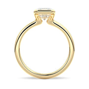 Emerald Cut Moissanite Diamond Solitaire Sterling Silver Ring